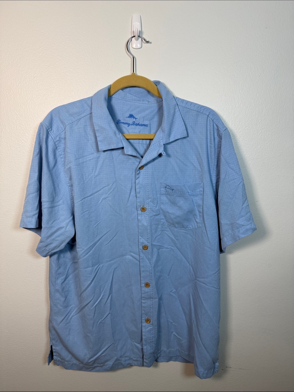 Tommy Bahama Sky Blue island zone Short-Sleeve Button-Down Camp Shirt Large